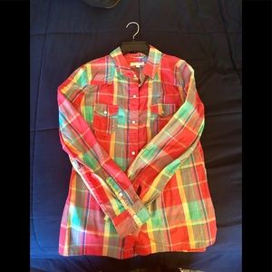 Vibrant Rainbow Colors Plaid Shirt- Never Worn
